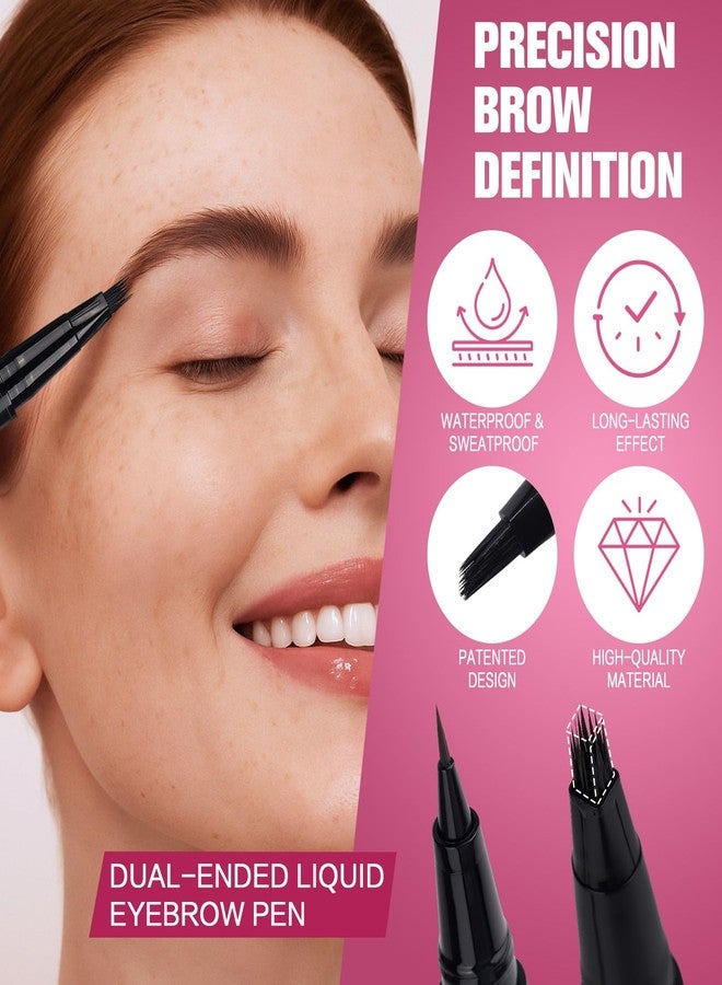 SUSIKEKI Dual Ended Microblading Eyebrow Pen - 2 in 1 Liquid Eyebrow Pencil with Brow-Fection Angled Brush & Precise Detail Brush-Tip, Shapes & Fills HairLike Looking Brows, Lasts All-Day, Soft Black - Image 5